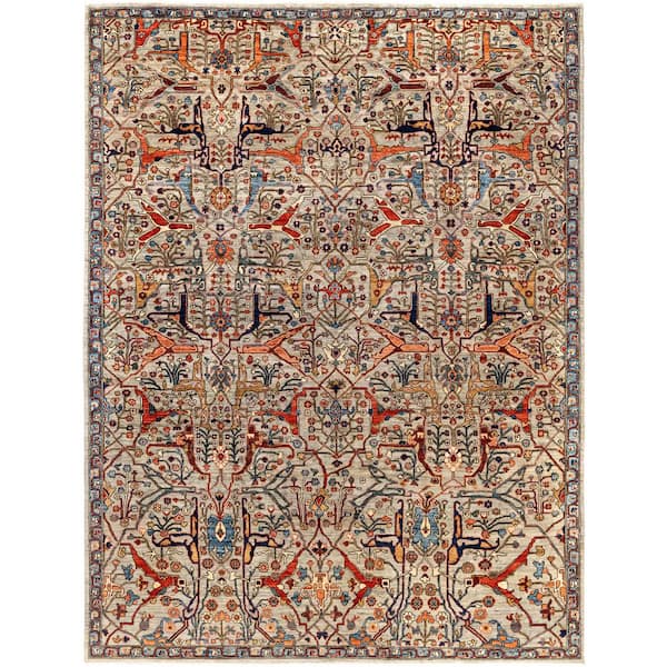 Serapi Gray 9 ft. x 12 ft. Tribal Wool Indoor Area Rug