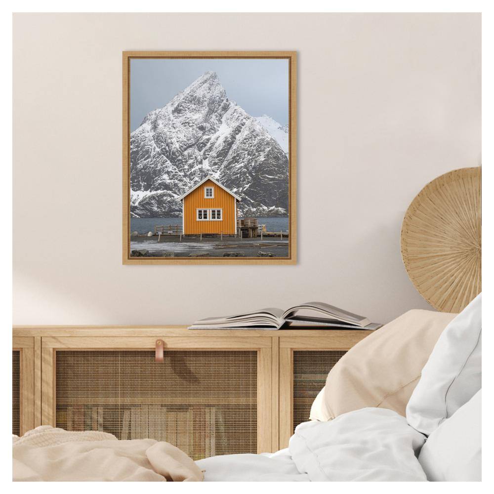 Yellow House Scenic Landscape Framed Canvas Wall Art