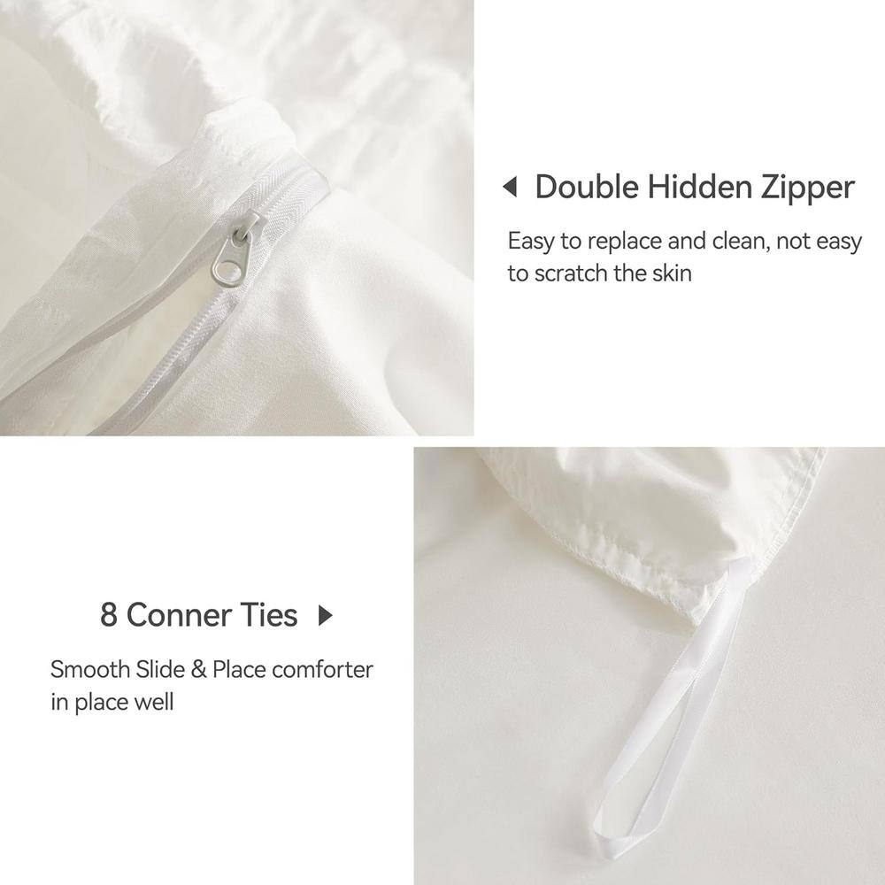 White Seersucker Queen Microfiber Duvet Cover Set, 3-Piece
