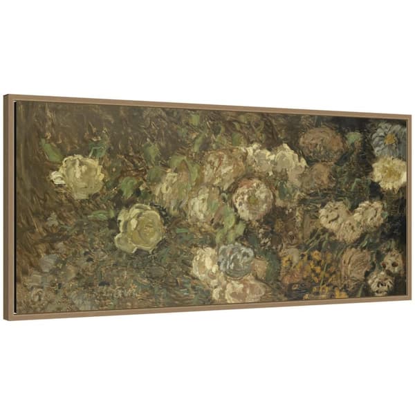 Sylvie "Bloemen 1860 1912 Claude Monet" by Nostalgia Prints Flowers Framed Canvas Art Print 18 in. x 40 in.