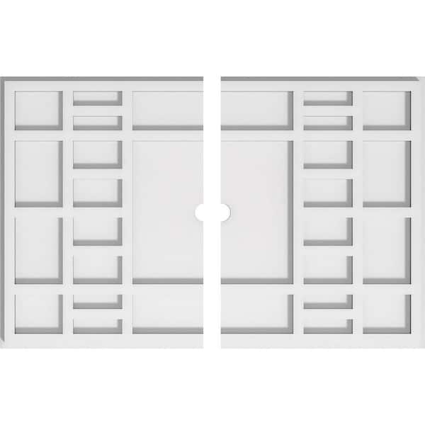 Ekena Millwork 22 in. x 14.62 in. x 1 in. Beaux Architectural Grade PVC Contemporary Ceiling Medallion (2-Piece)