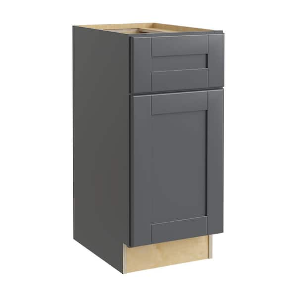 Washington 18 in. W x 24 in. D x 34.5 in. H Assembled Plywood Base Kitchen Cabinet in Onyx with Soft Close Door LH