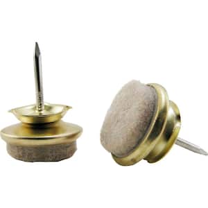 1 in. Beige Felt and Brass Round Nail-On Swivel Furniture Glides for Floor Protection (4-Pack)