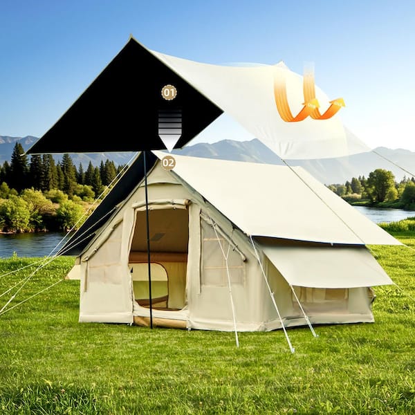 HOMMOW 10 ft. x 13 ft. Inflatable Camping Tent with Stove Jack