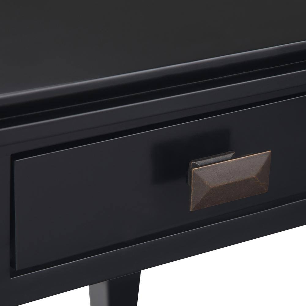 Artisan Square Black Solid Wood Side Table with Storage