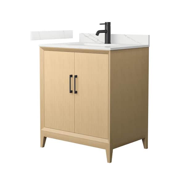 Janna 30 in. Single Freestanding White Oak Bath Vanity with Giotto Quartz Top