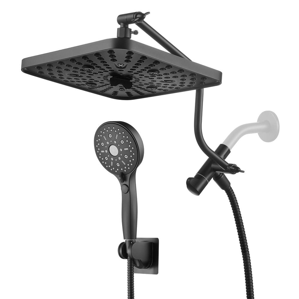 Zalerock 12-Spray Wall Mounted Dual Shower Head and Handheld Shower ...