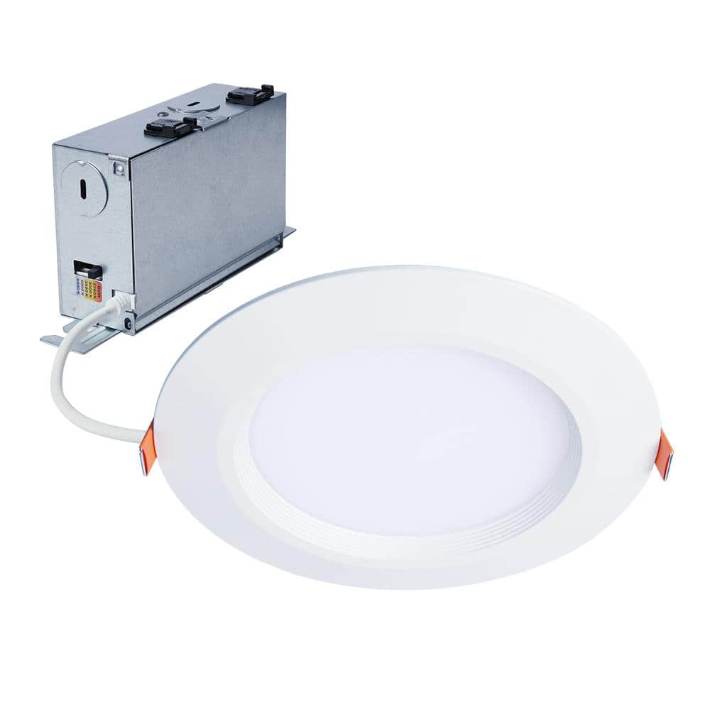 White Aluminum Ultra-Slim Regressed LED Downlight with Dim to Warm