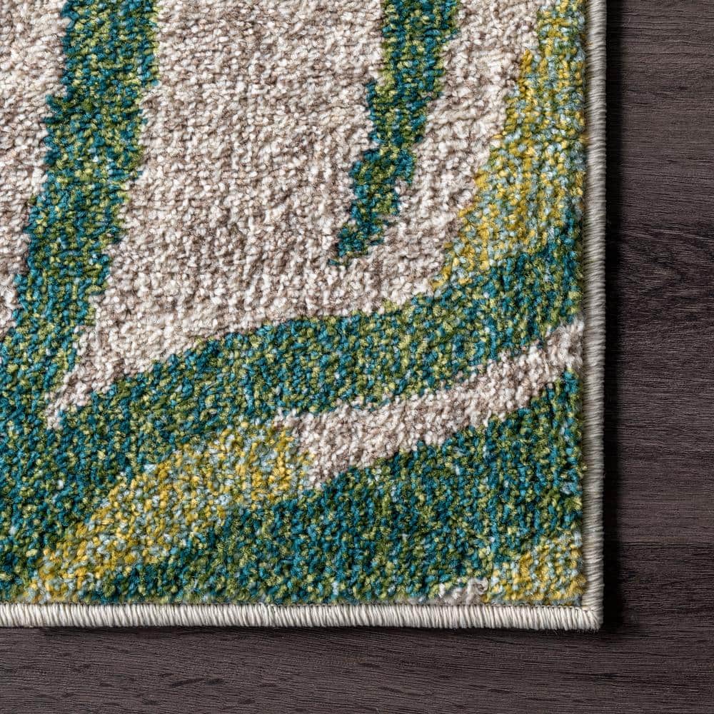Cali Green and Ivory Floral Synthetic 8' x 11' Area Rug