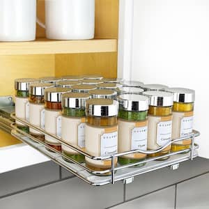 8-1/4 in. Wide Silver Chrome Slide Out Spice Rack Pull Out Cabinet Organizer