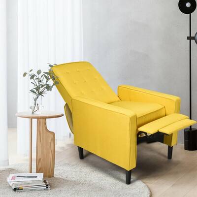 Rubber Wood Yellow Power Reclining Back Chair Fabric Recliners Chair
