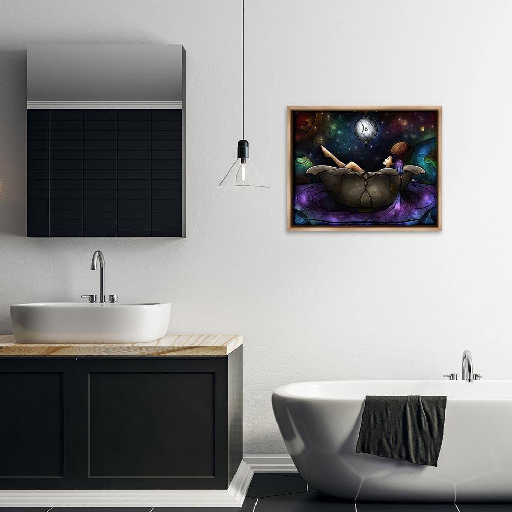 Bathing Under Moonlight by Mandie Manzano Brown Floater Frame People Graphic Art Print 25 in. x 31 in. price history on PriceWatchPro