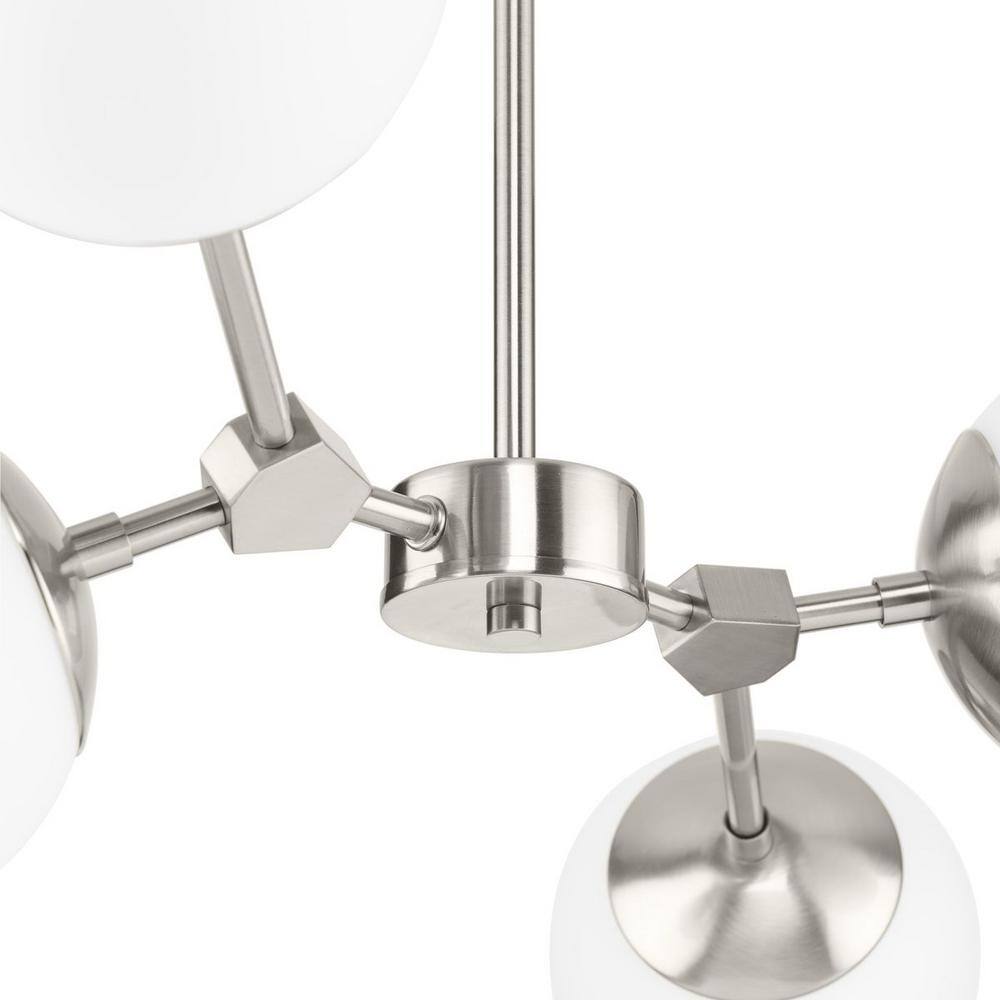 Haas Brushed Nickel 4-Light Mini Chandelier with Etched Opal Glass