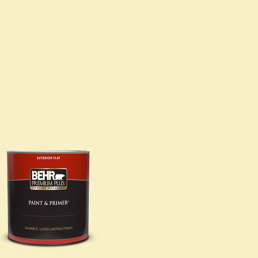 BEHR PREMIUM PLUS 1 qt. 400A1 Candlelight Yellow Flat Exterior Paint