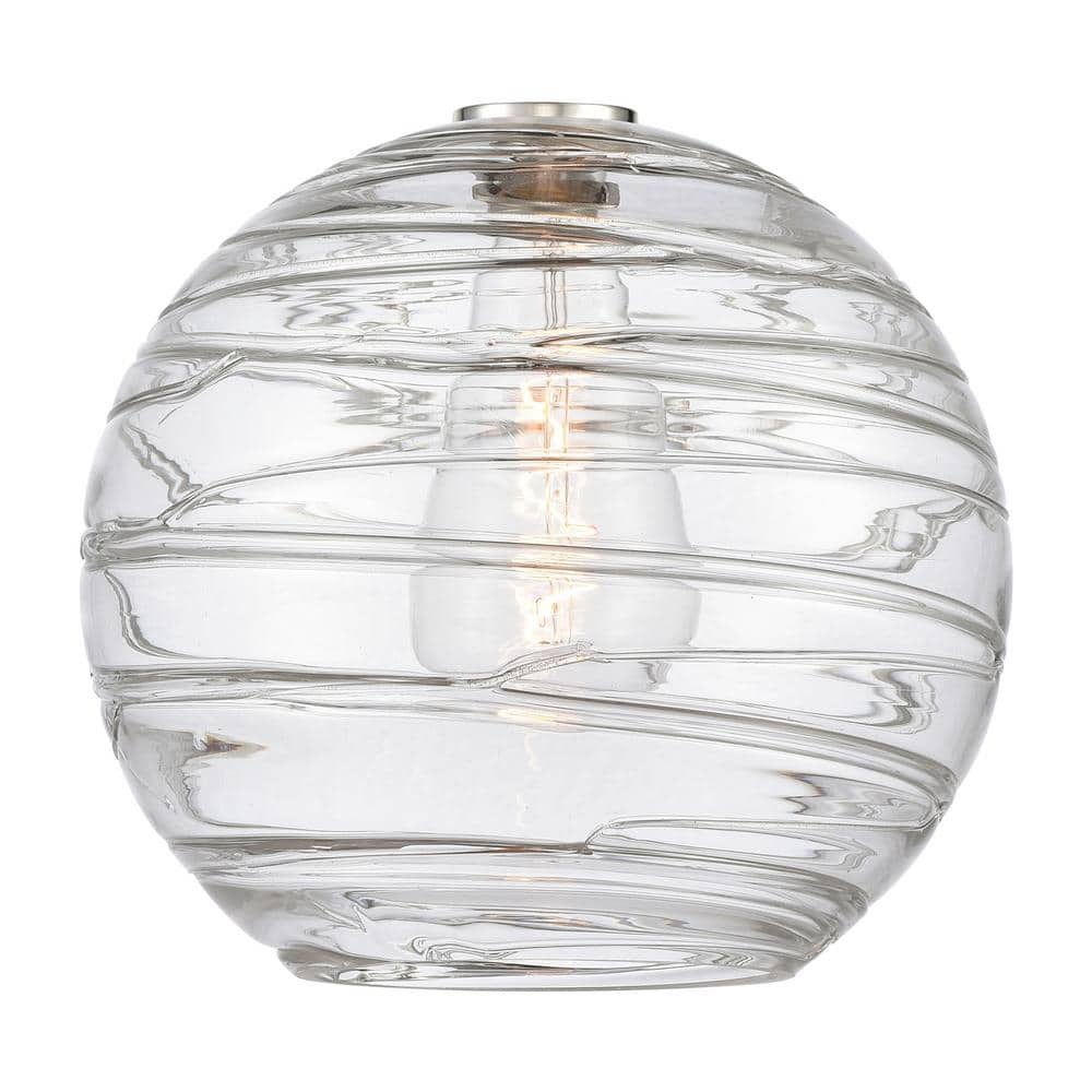 Athens Deco Swirl Globe Pendant - Matte Black with Clear Swirl Shade