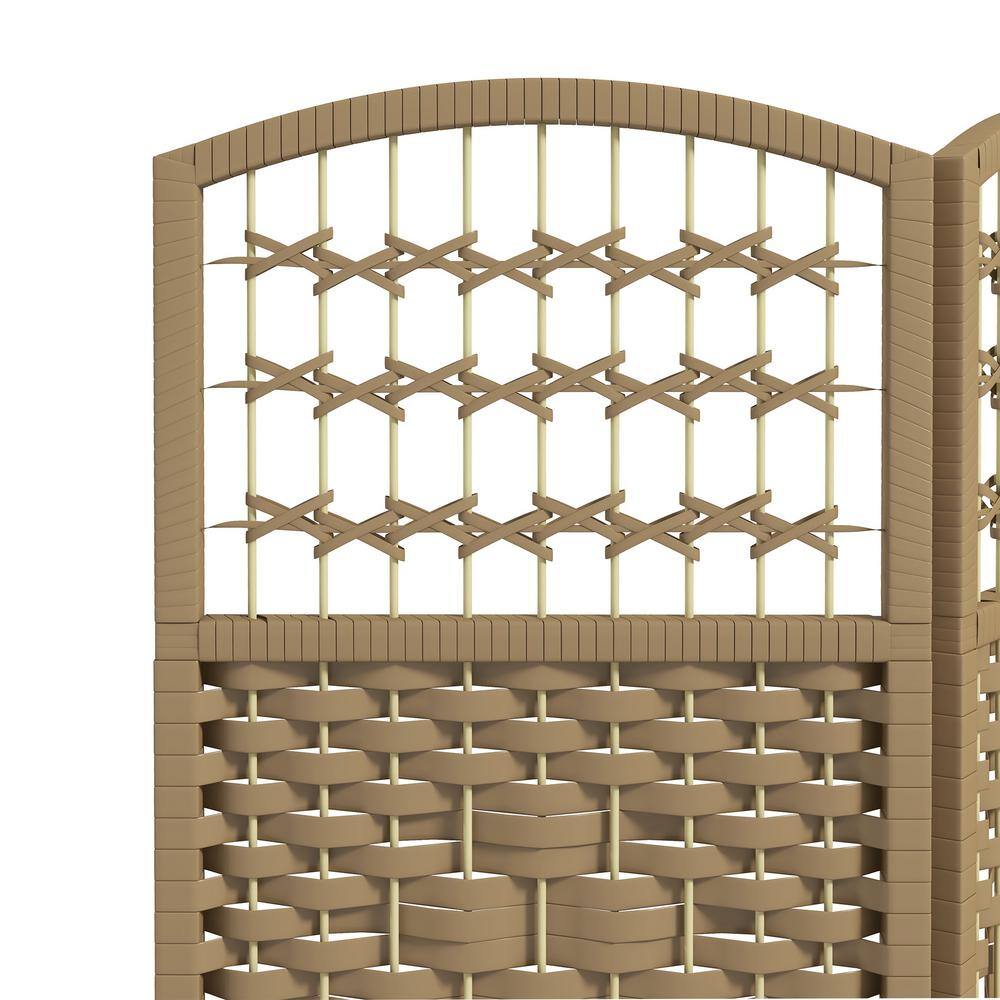 Natural Handwoven 4-Panel Folding Room Divider