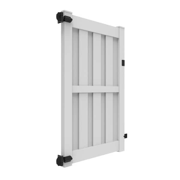 Palisade 4 ft. x 6 ft. White Vinyl Shadowbox Fence Gate Kit