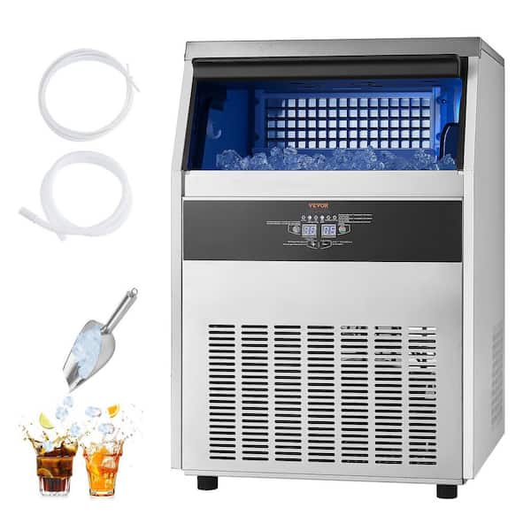 Commercial Ice Maker 264 lbs./24H 66 lbs. Storage Capacity 23 in. Full Size Cubes Stainless Steel Freestanding Sliver