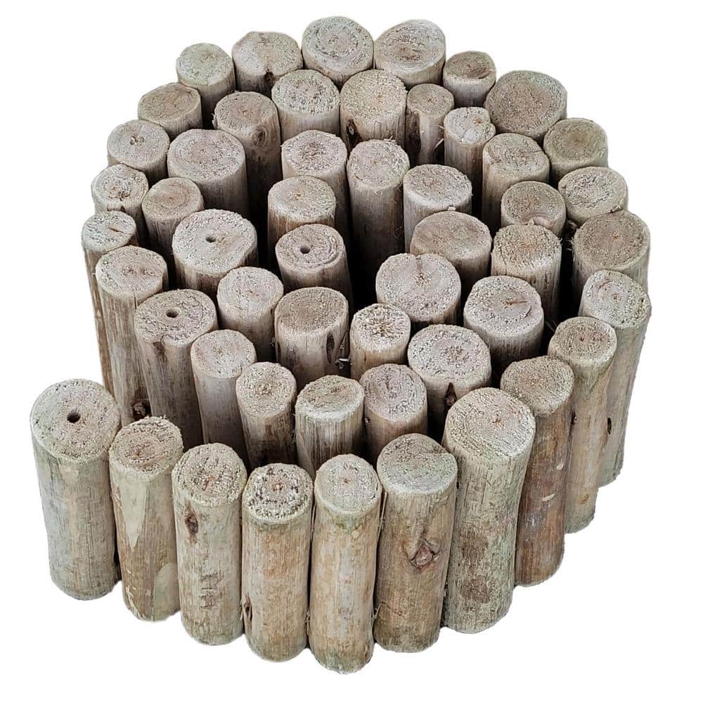 Natural Eucalyptus Wood Garden Border Edging, 6'' H x 72'' L