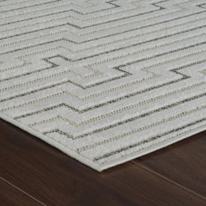 Maise Cream Beige 5 ft. x 7 ft. Modern Abstract Indoor Outdoor Area Rug