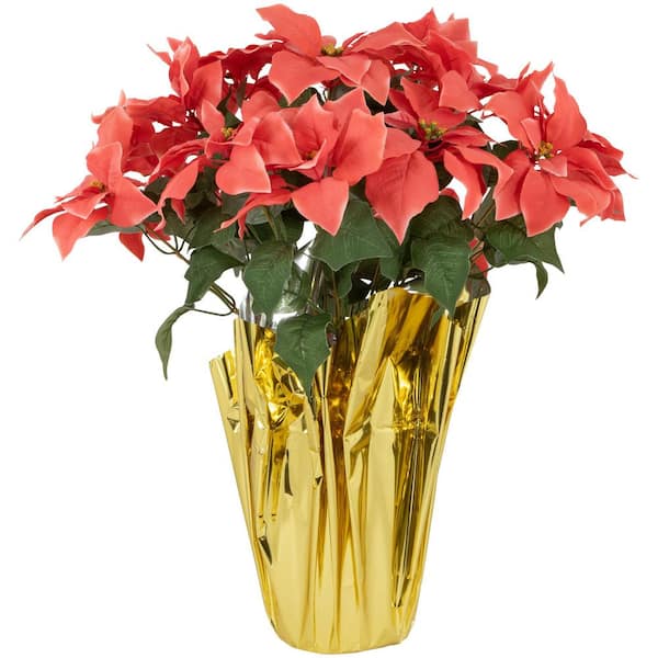 Centerpiece Artificial Christmas Poinsettia with Wrapped Base-28 in. Pink