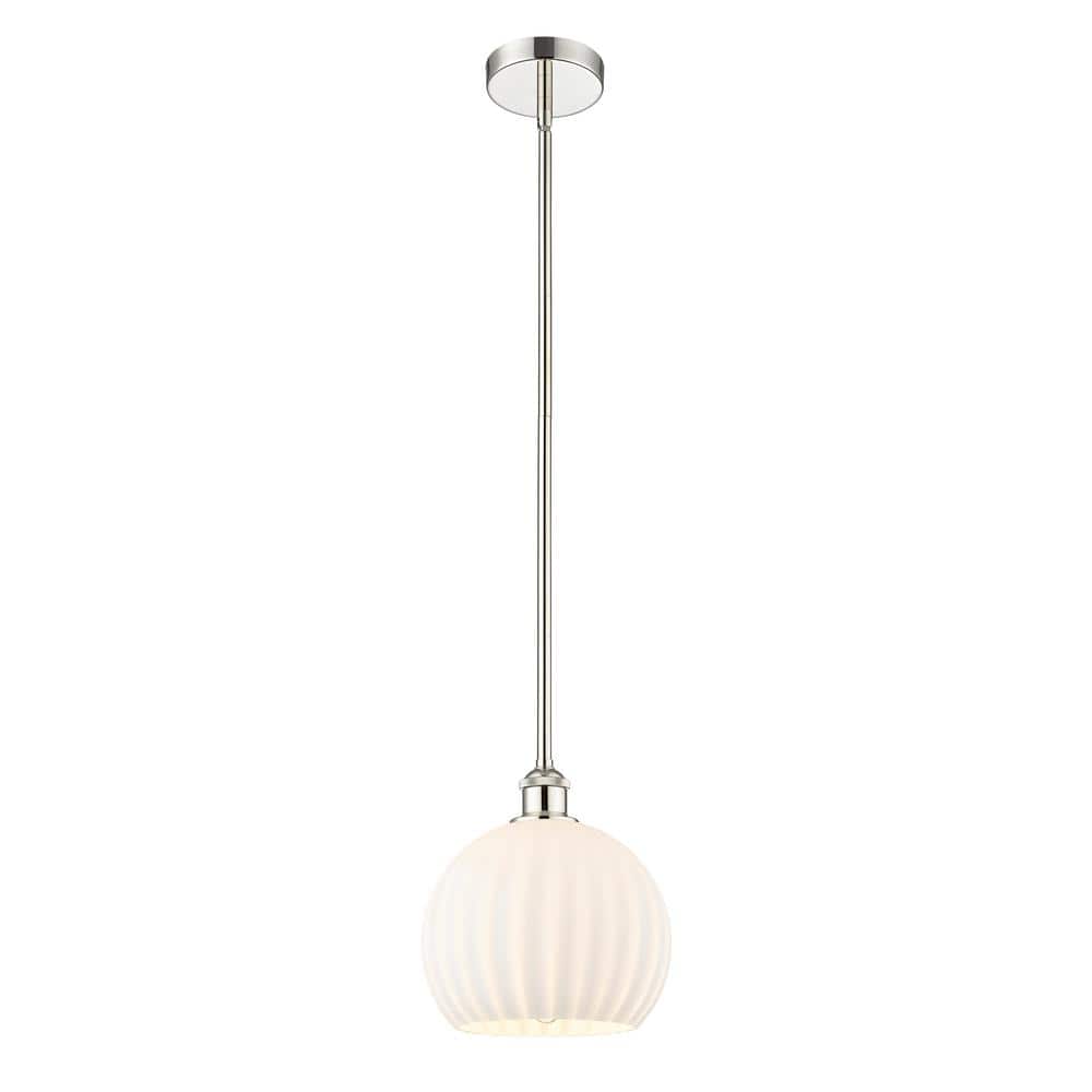 White Venetian 100-Watt 1-Light Polished Nickel Shaded Mini Pendant Light with Painted Glass Shade price history on PriceWatchPro
