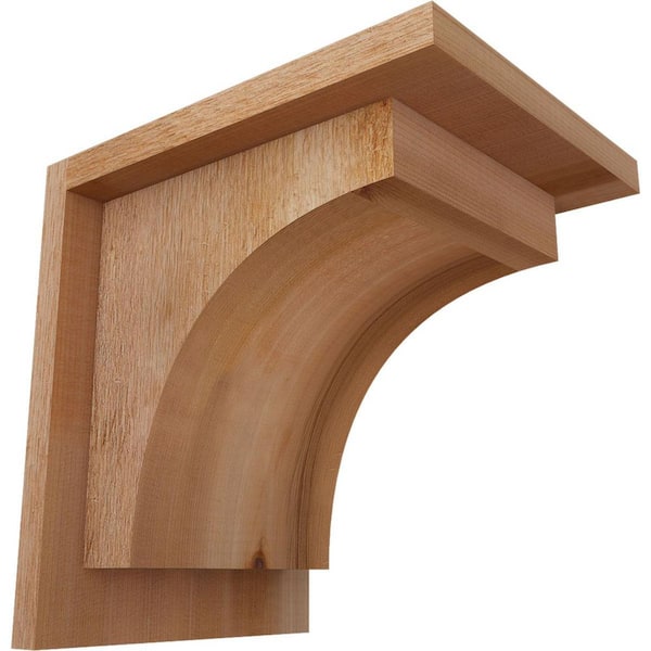 Ekena Millwork 8 in. x 10 in. x 10 in. Huntington Rough Sawn Western Red Cedar Corbel with Backplate