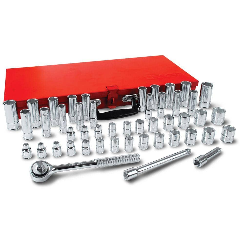 3/8 in. Drive 6-Point Standard & Metric Hand Socket & Accessories Set (48-Piece) -  URREA, 5200B