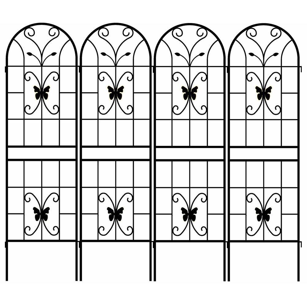 71 in. H x 19.7 in. W-4 Pack Black Metal Garden Trellis Rustproof Climbing 