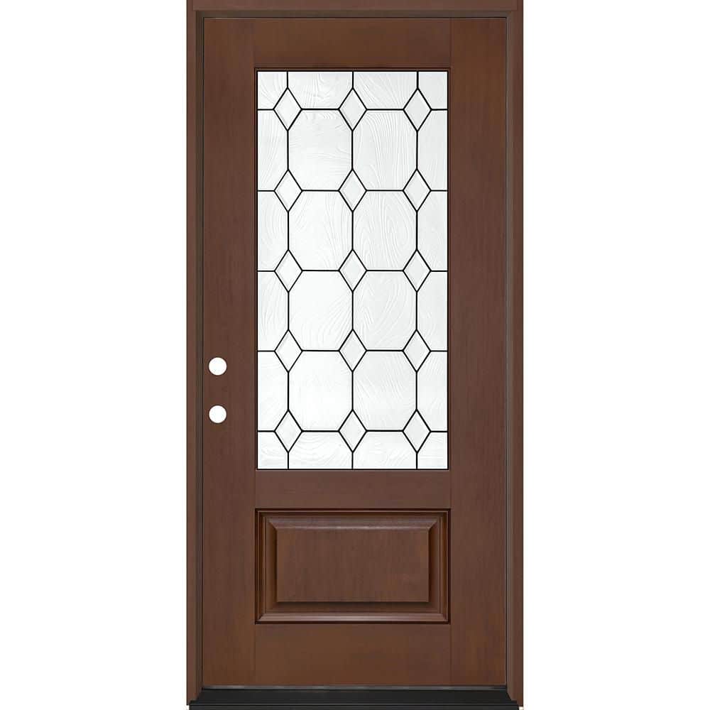Regency 36 in. x 80 in. 3/4L Marquise Glass RHIS Chestnut Stain Fiberglass Prehung Front Door with 6-9/16 Jamb price history on PriceWatchPro