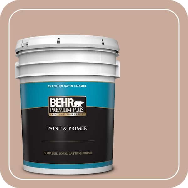 BEHR PREMIUM PLUS 5 gal. #ICC-97 Powdered Allspice Satin Enamel Exterior Paint & Primer