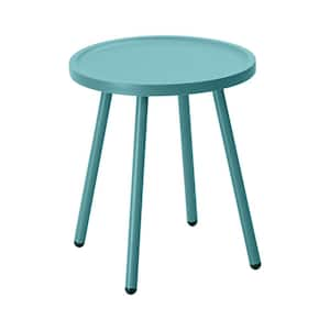 Blue 16 in. L x 16 in. W x 18 in. H Resin Patio Side Table