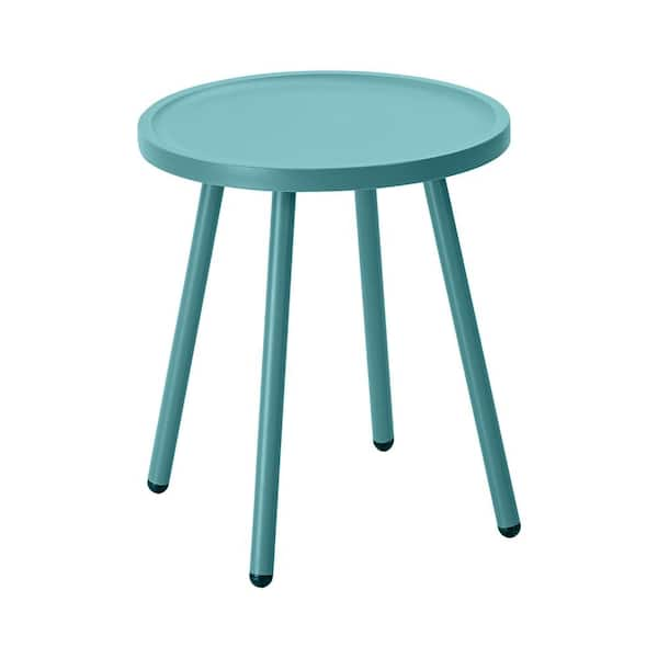 Werph Blue 16 in. L x 16 in. W x 18 in. H Resin Patio Side Table TCT1B ...