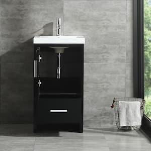 18 in. W x 18 in. D x 31.5 in. H Single Sink Freestanding Bathroom Vanity in Black with White Top and Faucet