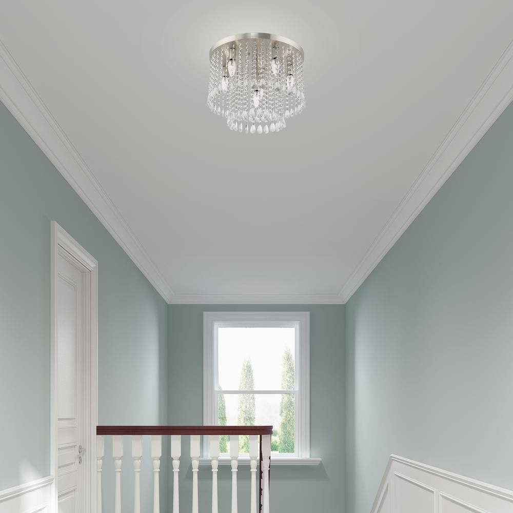 Elizabeth Sparkle 6-Light Indoor/Outdoor Crystal Flush Mount, Brushed Nickel