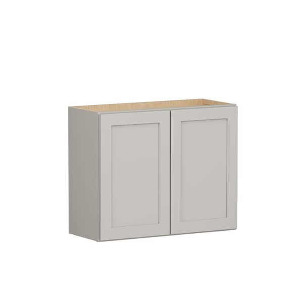 SIMPLY WOODMARK PRO Shaker Full Overlay 30 in. W x 12 in. D x 24 in. H Plywood Assembled Wall Kitchen Cabinet in Stone Gray