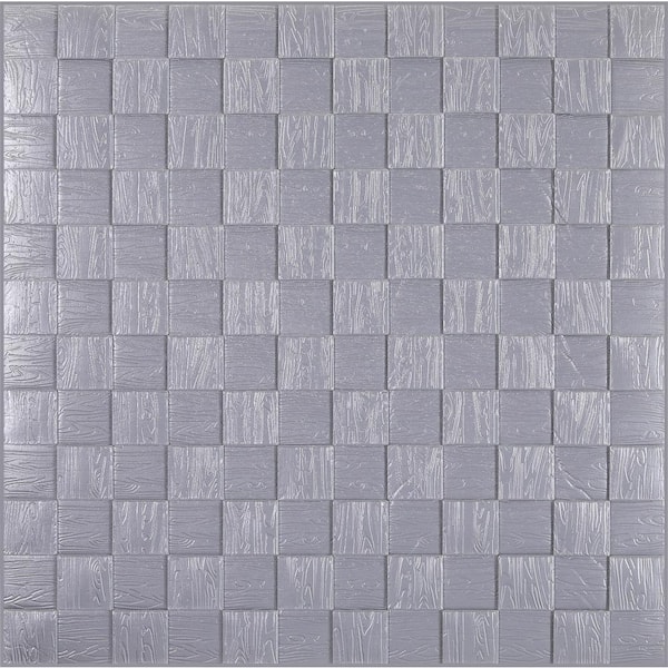 Dundee Deco Falkirk Jura II 28 in. x 28 in. Peel and Stick Silver, Grey Cubes PE Foam Decorative Wall Paneling