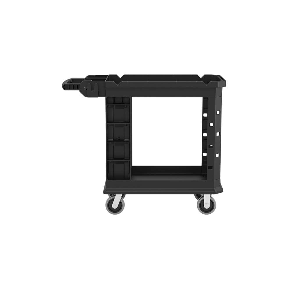 Heavy Duty Black Plastic Utility Cart with Polyurethane Wheels