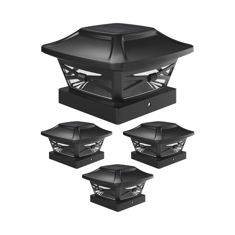 Solar Outdoor Post Cap Lights Slate Black for 4x4 5x5 6x6 Posts Bright LED Light Cordless Design 4-Pack price history on PriceWatchPro