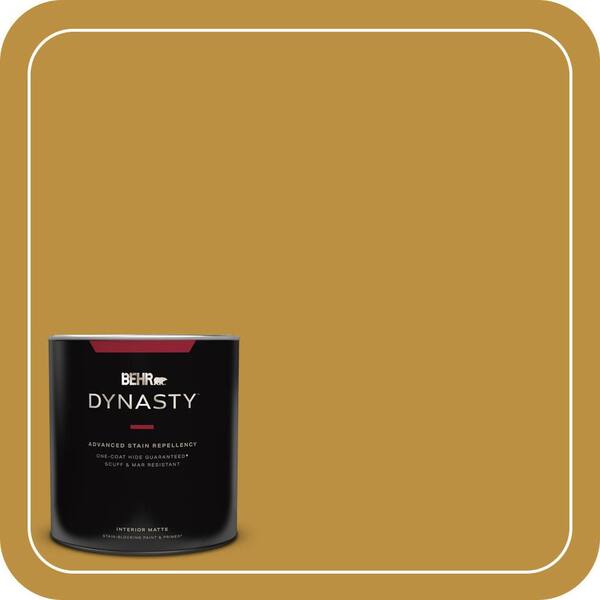 BEHR DYNASTY 1 qt. #340D-6 Fervent Brass Matte Interior Stain-Blocking Paint and Primer