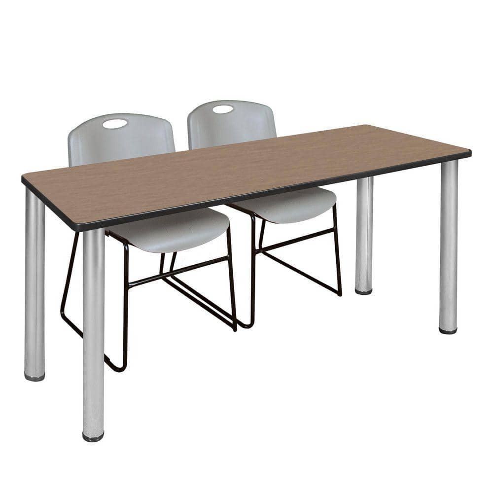 Regency Kee 72 in x 24 in. Noble Oak Top Training Table Desk, Chrome ...