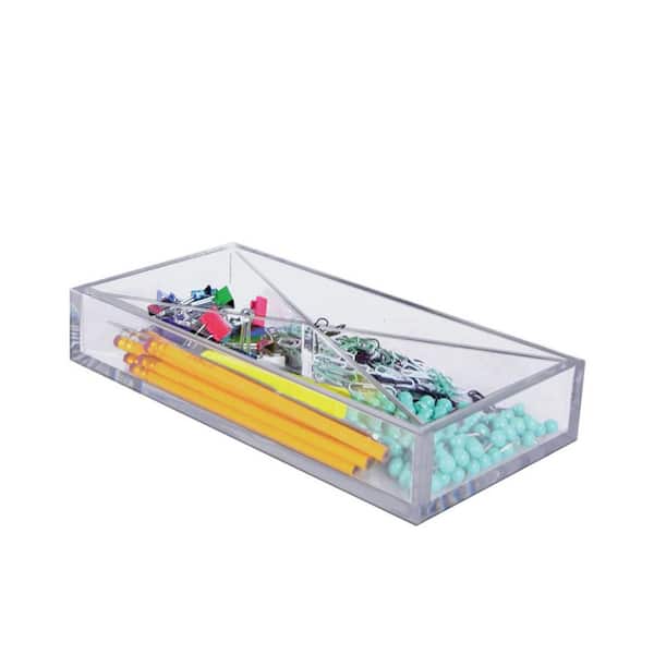 Azar Displays Clear Desktop Collection Large Tray 4-Compartment Desk  Organizer (2-Pack) 556353 The Home Depot