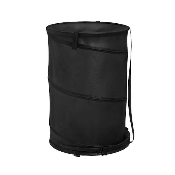 Lavish Home Pop-Up Laundry Hamper with Carrying Straps and Zipper in Black