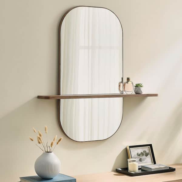MODWAY Solstice Large Oval Mirror in Walnut EEI-7533-WAL - The