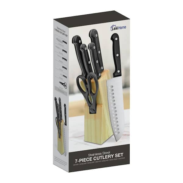 7-Piece German-steel Forged Knife Set with Wood Storage Block and 5-inch  Utility Knife – LivanaNatural