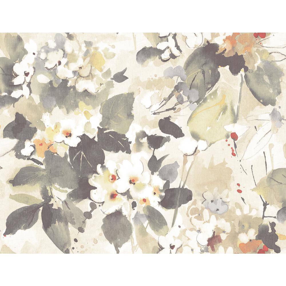 Chambon Watercolor Floral Charcoal, Metallic Pearl, Orange, and Yellow Paper Strippable Roll (Covers 60.75 sq. ft.) price history on PriceWatchPro