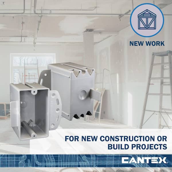 Cantex New Work 1-Gang 20 cu. in. Electrical Outlet Box and