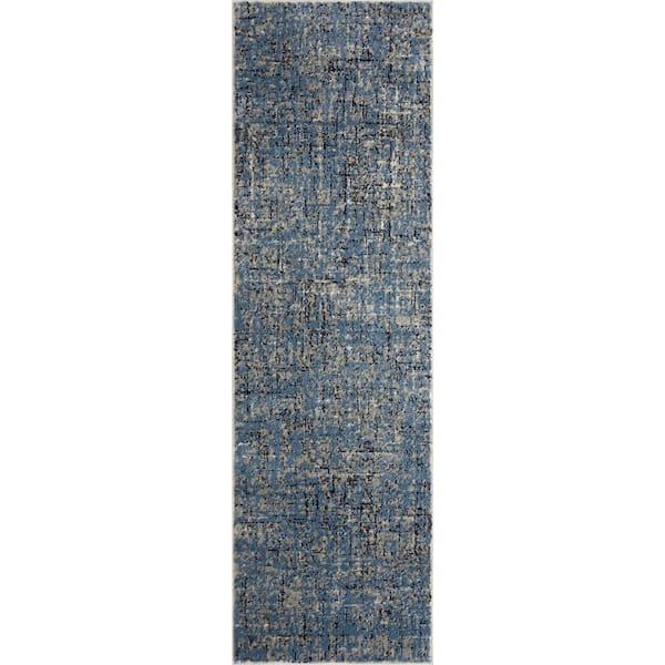 LOOMAKNOTI Celena Altenz Blue 2 ft. x 6 ft. 7 in. Abstract Polypropylene Runner Rug