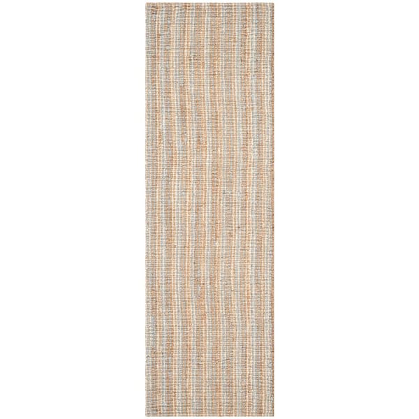 Natural Fiber 3 ft. x 16 ft. Gray/Natural Solid Runner Rug