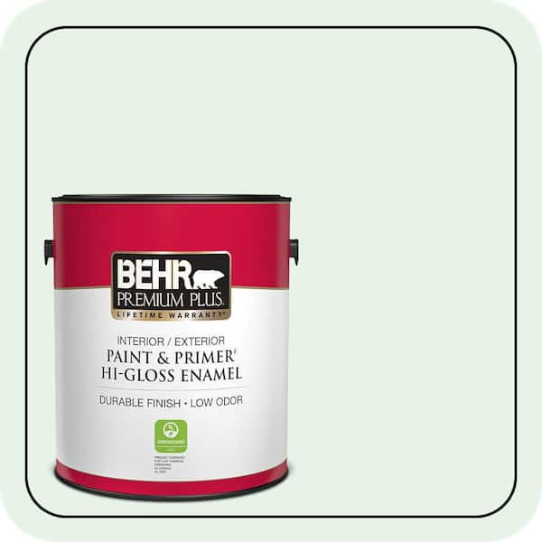 BEHR PREMIUM PLUS 1 gal. #470C-1 Mint Fizz Hi-Gloss Enamel Interior/Exterior Paint & Primer